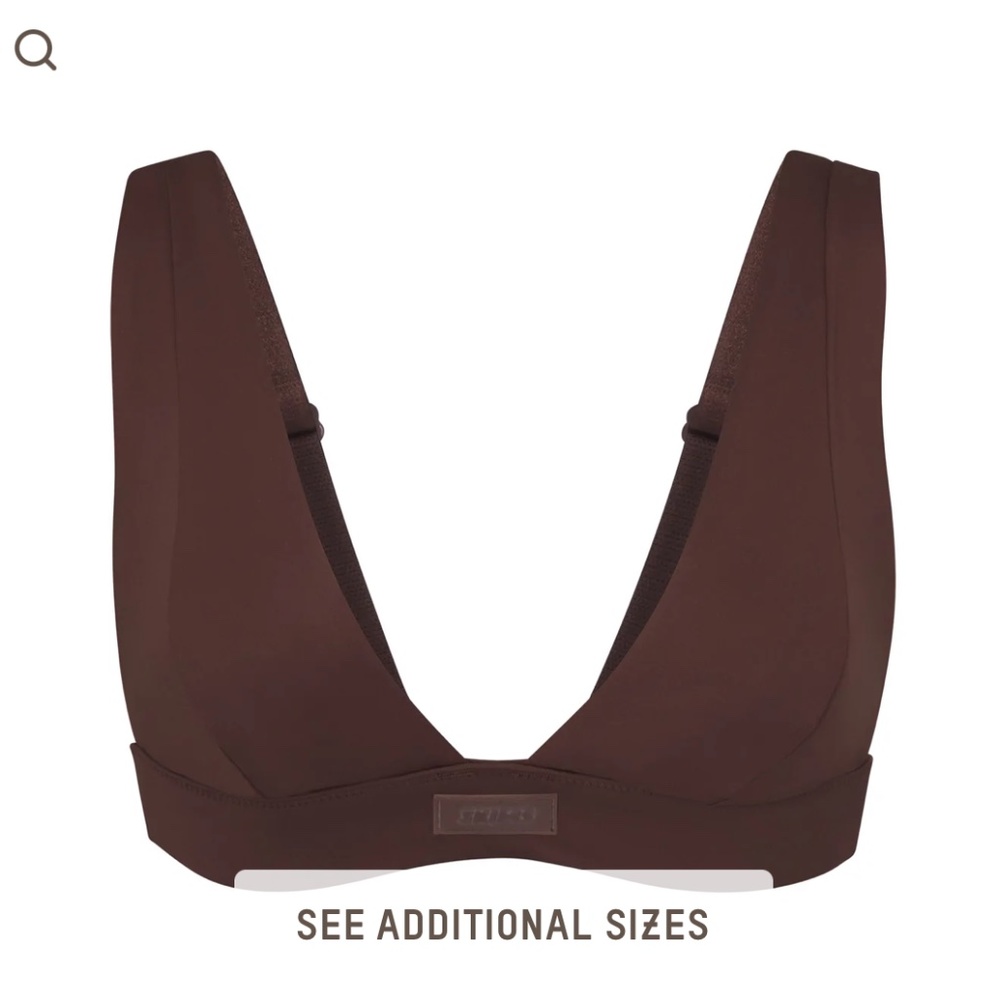 NWT SKIMS Swim Cocoa PLUNGE BIKINI TOP size M